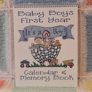 First Year Baby Calendar and Memory Book for BOY ~ 13 Month Calendar - Personalized