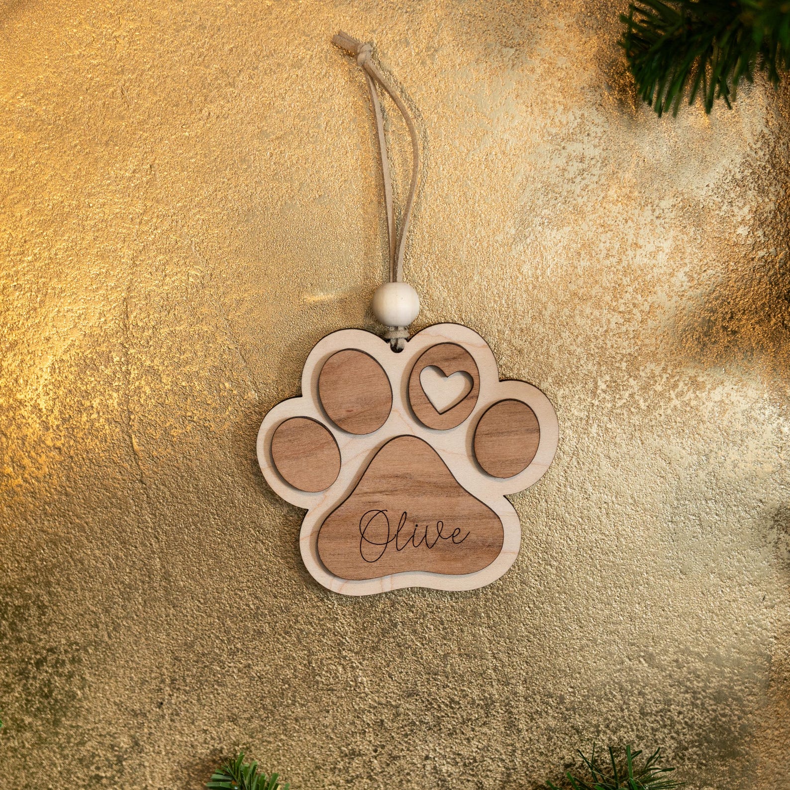 Personalized Dog Paw Print Engraved Christmas Ornament - Etsy