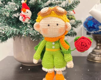 LunaPetal Handmade Crochet Gift Little Prince Amigurumi, Crochet Toy