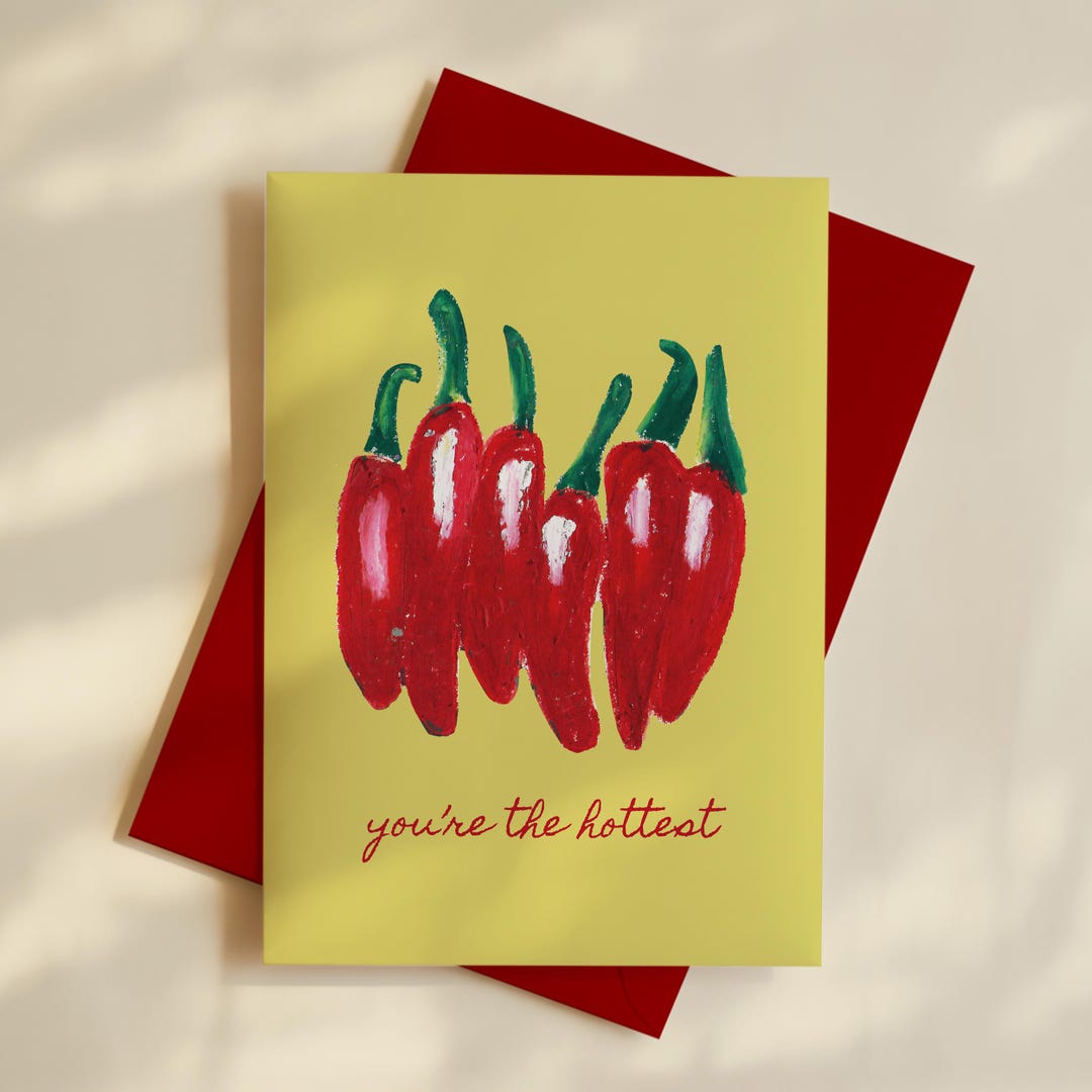 You're the Hottest - Hand Drawn Valentines Day Card - Love Card - Etsy