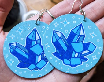 Hand-painted Blue Crystal Earrings