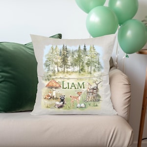 Book Pocket Pillow Woodland Creatures Fox Rabbit Raccoon Deer Fawn| Holds Books Kindle Magazines | Kids Girl Boy Reading Lover Gift Décor