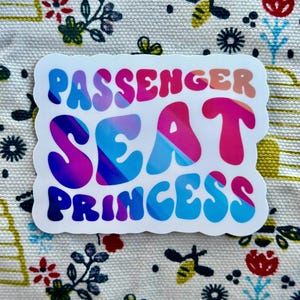 Assento de passageiro Princesa, Adesivo engraçado, Adesivo de princesa, Adesivo Kindle, Adesivo de carro, Adesivo de garrafa de água