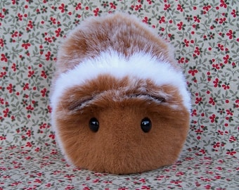 Red and White Toy Guinea Pig cute Handmade Plushie