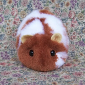 Rust Brown and White Toy Hamster Cute Handmade Plushie