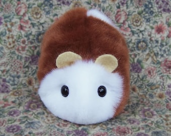 Rust Brown and White Toy Hamster Cute Handmade Plushie