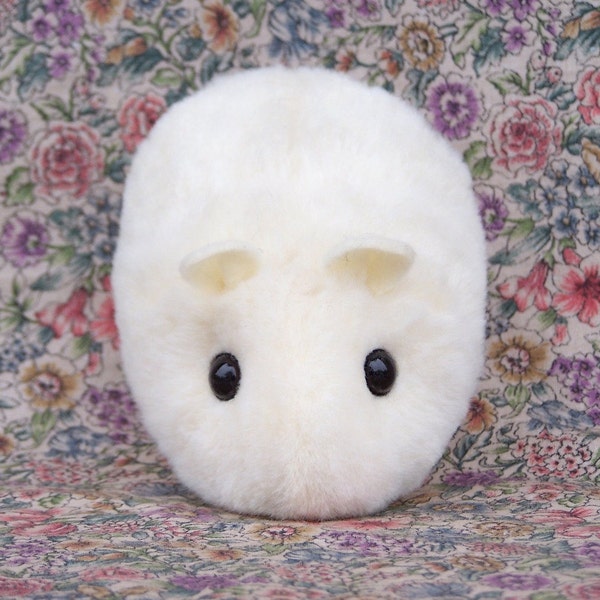 Creamy White Toy Hamster Handmade Plush Animal