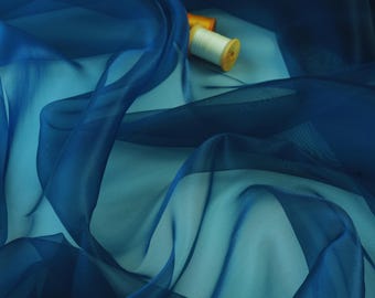 Navy Blue Sheer Organza Fabric by Yard, Lightweight Bridal Organza for Wedding Decor, Dark Blue Crystal Organza Tulle for Backdrop, Dresses