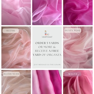 Pink Sheer Organza Fabric by Yard 60&quot; Wide, Pink Tulle, Lightweight Organza for Dress, Bridal, Wedding, Veil, Decor, Fabric for Overlay