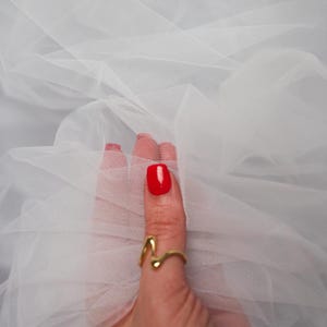 White Soft Italian Tulle Fabric By Yard, Matte Bridal Illusion Tulle Mesh for Wedding Veil, Party Decor, Arch Draping, White Soft Netting