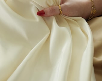 Off White Dull Satin Fabric by the Yard, Ivory White Matte Duchess Satin, Ivory Peau de Soie Satin for Bridal Gowns, Wedding Corsets, Bodice