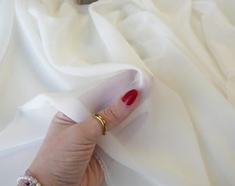 Off White Chiffon Fabric by the Yard, White Bridal Sheer Soft Chiffon Fabric for Wedding Veil, Bridal Dress Overlay, Table Runners, Draping