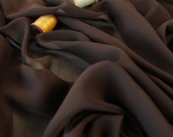 Brown Chiffon Fabric by the Yard, 60"Wide Soft Sheer Chiffon Flowy Draping Fabric for Dresses, Hijab & Wedding Decor, Backdrops, Curtains