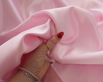 Baby Pink Duchess Peau de Soie Satin, Light Pink Matte Bridal Satin Fabric, 60"Wide Heavy Dull Satin for Wedding Gowns, Decor, Tablecloths