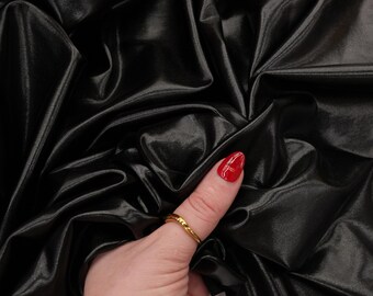 Shiny Black Fabric by the Yard, Black Metallic Foil Lame Spandex Fabric for Costumes, Dancewear, Gymnastics, Cheer Uniforms, Catsuits