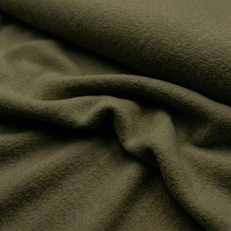 Tissu polaire doux anti-boulochage par mètre | Tissu polaire pelucheux doux de 60 po. de large pour couvertures, pyjamas, travaux manuels, tissu pelucheux sans couture Olive