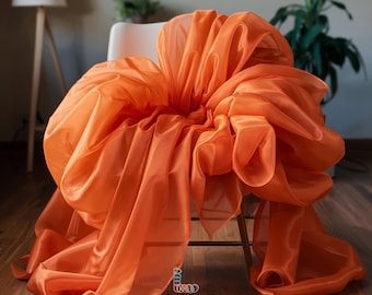 Orange Crystal Organza, Orange Sheer Organza Fabric by Yard, Lightweight Orange Fabric for Decor, See-through Fabric, Organza for Dresses