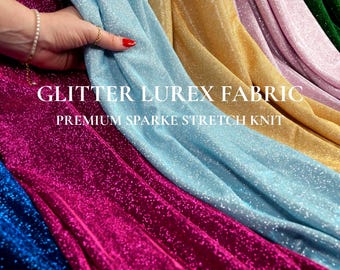 Moonlight Lurex Fabric by the Yard, Glitter Lurex Metallic Spandex Knit, Shimmer Background & Sparkly Gown Material, Shiny Iridescent Fabric