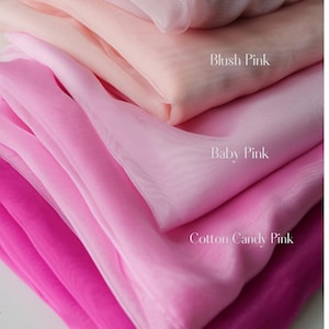 Pink Sheer Organza Fabric by Yard, Premium Quality Pink Tulle, 60&quot; Wide, Lightweight Organza for Party, Wedding, Veil, Baby Shower Decor