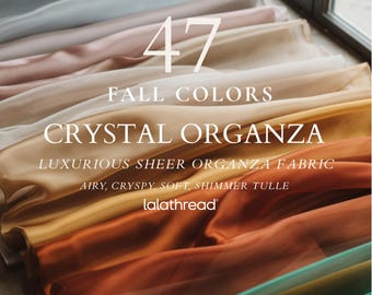 Premium Sheer Organza Fabric by Yard 60"Wide,Crystal Organza Wedding Dress Overlay,Shimmer Soft Tulle Fabric,Sheer Material Fall Home Decor