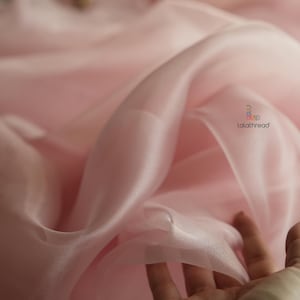 Dusty Pink Organza Fabric by Yard, Light Pink Wedding Fabric, Pink Champagne Lightweight Fabric,Luxurious Sheer Organza,Tulle for Veil,Gowns