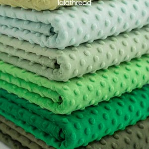 Green Minky Dot Fleece Fabric by the Yard, Soft Plush Dimple Minky Cuddle Fabric for Baby Blankets, Pillows Covers, Soft Throw Blankets