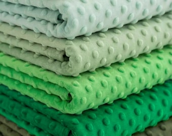 Green Minky Dot Fleece Fabric by the Yard, Soft Plush Dimple Minky Cuddle Fabric for Baby Blankets, Pillows Covers, Soft Throw Blankets