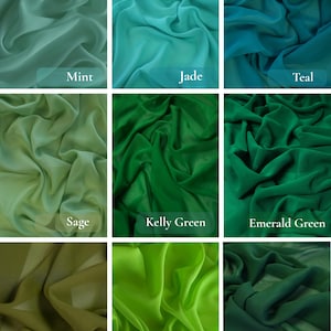 K&ouml;nnte beinhalten: Eine Sammlung von neun Stoffmustern in verschiedenen Gr&uuml;nt&ouml;nen. Farben sind Minze, Jade, T&uuml;rkis, Salbei, Kelly-Gr&uuml;n, Smaragdgr&uuml;n, Olive, Limette und Waldgr&uuml;n. Jedes Muster hat eine Beschriftung mit dem Farbnamen.