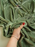 Sage Green Velvet, Sage Green Stretch Velvet Fabric by the Yard, Soft Stretch Velvet, Plush Velour Fabric, Velvet for Dress,Curtains, Bows