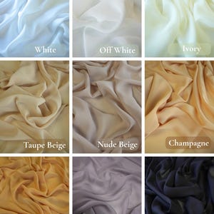 K&ouml;nnte beinhalten: Eine Sammlung von neun Stoffmustern in verschiedenen Farben. Zu den Farben geh&ouml;ren Wei&szlig;, Off-White, Elfenbein, Taupe Beige, Nude Beige, Champagner, Gold, Silber und Schwarz. Jedes Muster ist mit seinem jeweiligen Farbnamen beschriftet.