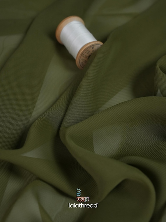 Soft Sheer Draping Olive Chiffon Fabric by the Yard, Silky Chiffon 60 Inches Wide Lightweight Fabric for Bridesmaid Dresses & Wedding Decor