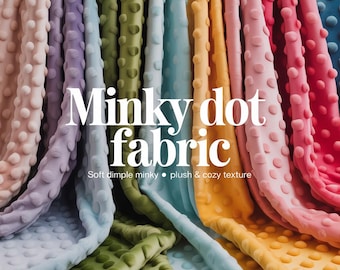 Soft Minky Dot Fabric by the Yard – Plush Minkee Dimple Dot Fabric 60 Inch Wide for Baby Blankets, Throws & Pillow Covers