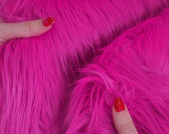Hot Pink Fur Fabric by the Yard, Pink Faux Fur Fabric for Fursuits, Bright Pink Fake Fur for Cosplay Costumes, Home Decor