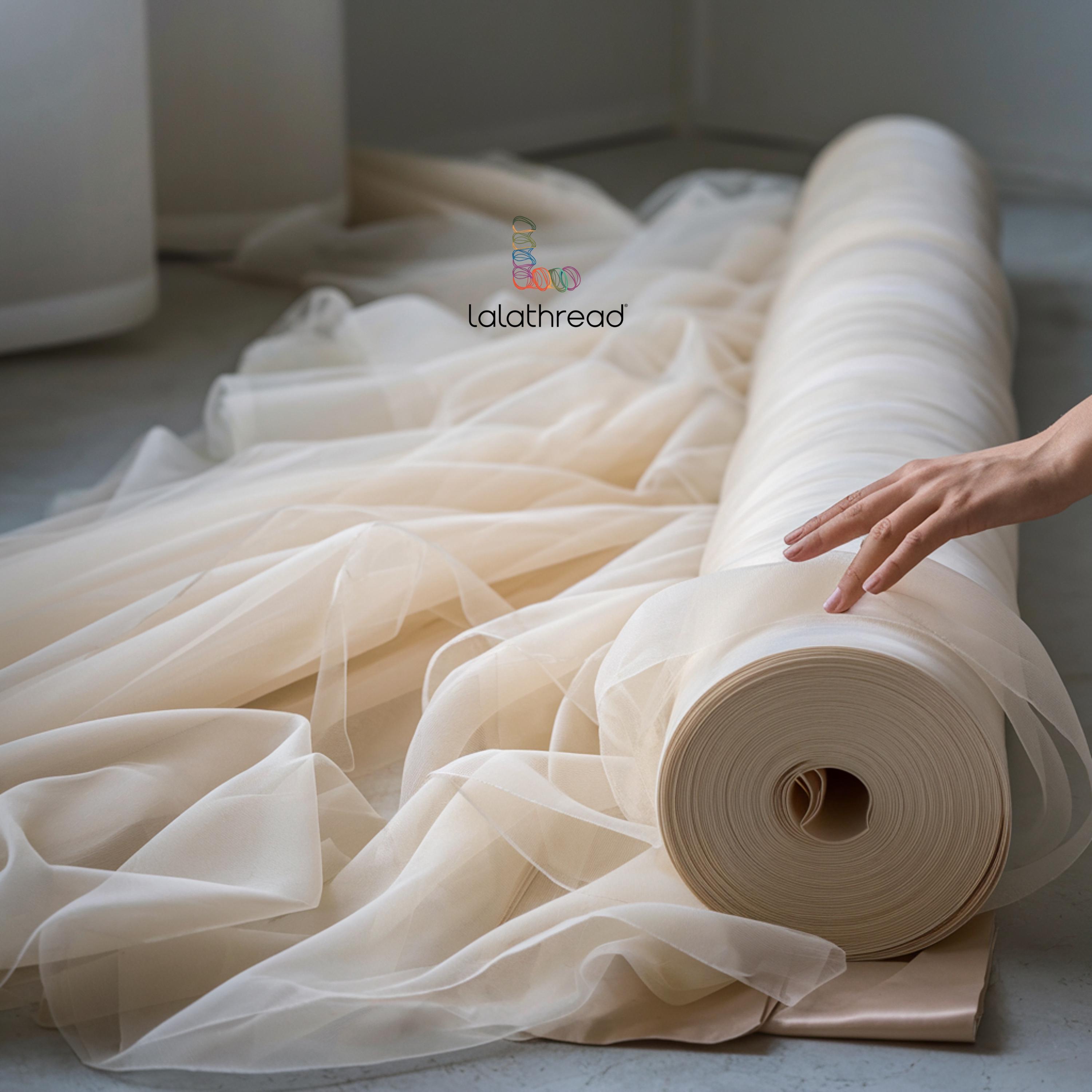 Ivory Organza Fabric by Yard, Ivory Sheer Organza for Bridal Dress, Ivory fabric for Veil, Apparel, Ivory Soft Tulle Fabric for Decor
