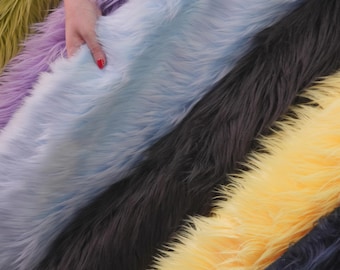 Premium Fur Fabric by the Yard, Faux Fur 60"Wide, 3-4inch Long Pile Shaggy Fur | Fake Animal Fur for Clothes, Costumes, Crafts, Upholstery