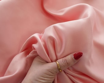 Blush Pink Matte Satin Peau de Soie Fabric by the Yard, Pastel Pink Heavy Satin, 60"Wide Pink Duchess Satin for Wedding Dresses & Gowns