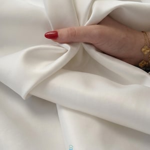 Luxury Off White Bridal Mikado Satin Fabric, Ivory Heavy Matte Satin by the Yard, Ivory Twill Satin for Wedding Dresses Curtains Linings