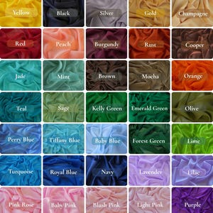 K&ouml;nnte beinhalten: Eine Farbkarte mit Stoffmustern in einer Vielzahl von Farben. Die Muster umfassen Wei&szlig;-, Beige-, Gelb-, Schwarz-, Silber-, Gold-, Rot-, Pfirsich-, Burgunder-, Orange-, Jade-, Minz-, Braun-, T&uuml;rkis-, Salbei-, Gr&uuml;n-, Blau-, Lila-, Rosa- und weitere Farbt&ouml;ne.