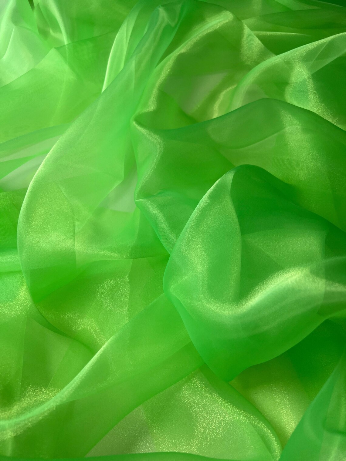 Lime Green Silk Organza Fabric main image 1