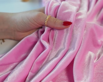 Tela de terciopelo elástica rosa bebé cortada a medida, lujosa tela de terciopelo rosa suave y elástica en 4 direcciones para vestidos de fiesta, disfraces, lazos y decoración de bodas.