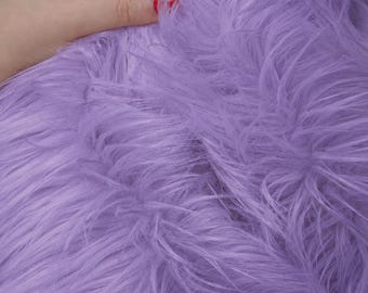 Lilac Faux Fur Fabric by the Yard | Long Pile Shag Fur 60" Wide Soft Plush Light Purple Fur for Throws Crafts Toys Halloween Costumes