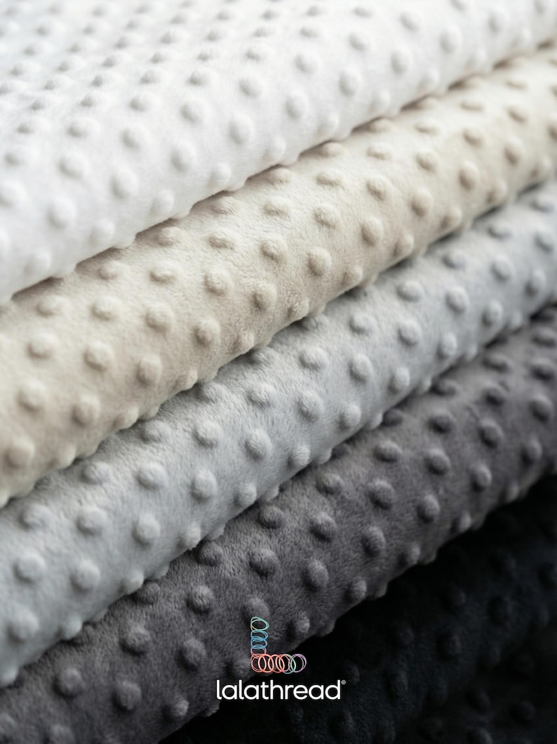 Minkie Dot Fleece Fabric by the Yard, Soft Plush Dimple Minky Fabric for Baby Blankets, Stuffed Toys, Nursery Sewing, Crafts, Neutral Colors image 5