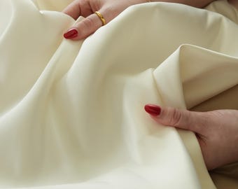 Ivory Bridal Peau de Soie Satin Fabric by the Yard, Ivory Heavy Matte Ivory Satin Dull Duchess Fabric for Wedding Gowns, Skirts, Bows
