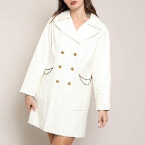 60s MOD WHITE Jacket S M / 1960s White Vinyl Jacket Double
