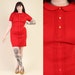 vintage 60s PETER PAN collar dolly scooter dress L XL / red shift mod knit hourglass midi dress / 1960s / large extra large