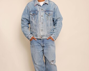 80s Levi's Trucker Jacket Buffalo Plaid Flannel Lined: 71411 0816