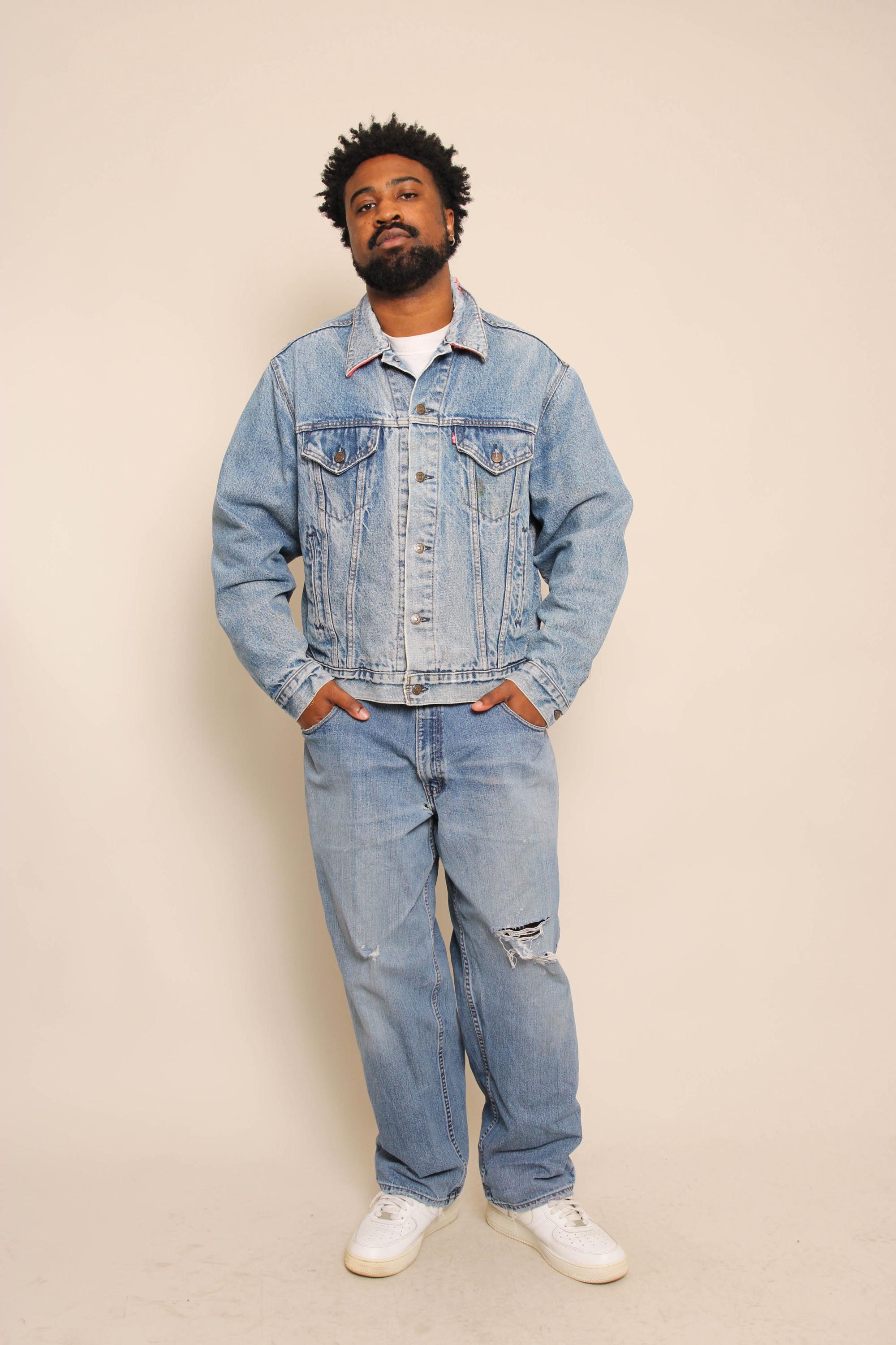 80s Levi's Trucker Jacket Buffalo Plaid Flannel Lined: 71411 0816