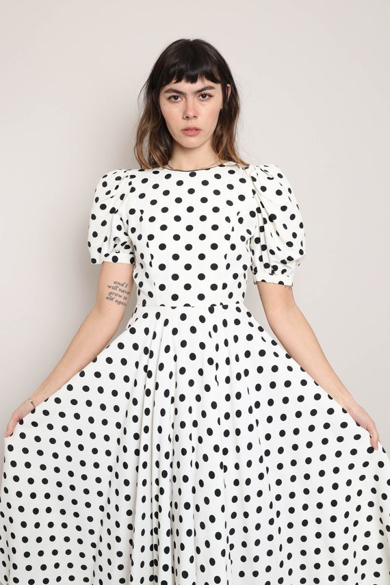 80s POLKA DOT backless dress XS / Margie Darnell … - image 4