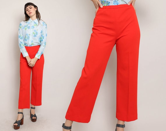70s RED POLYESTER pants S M / Jack Winter red pan… - image 1