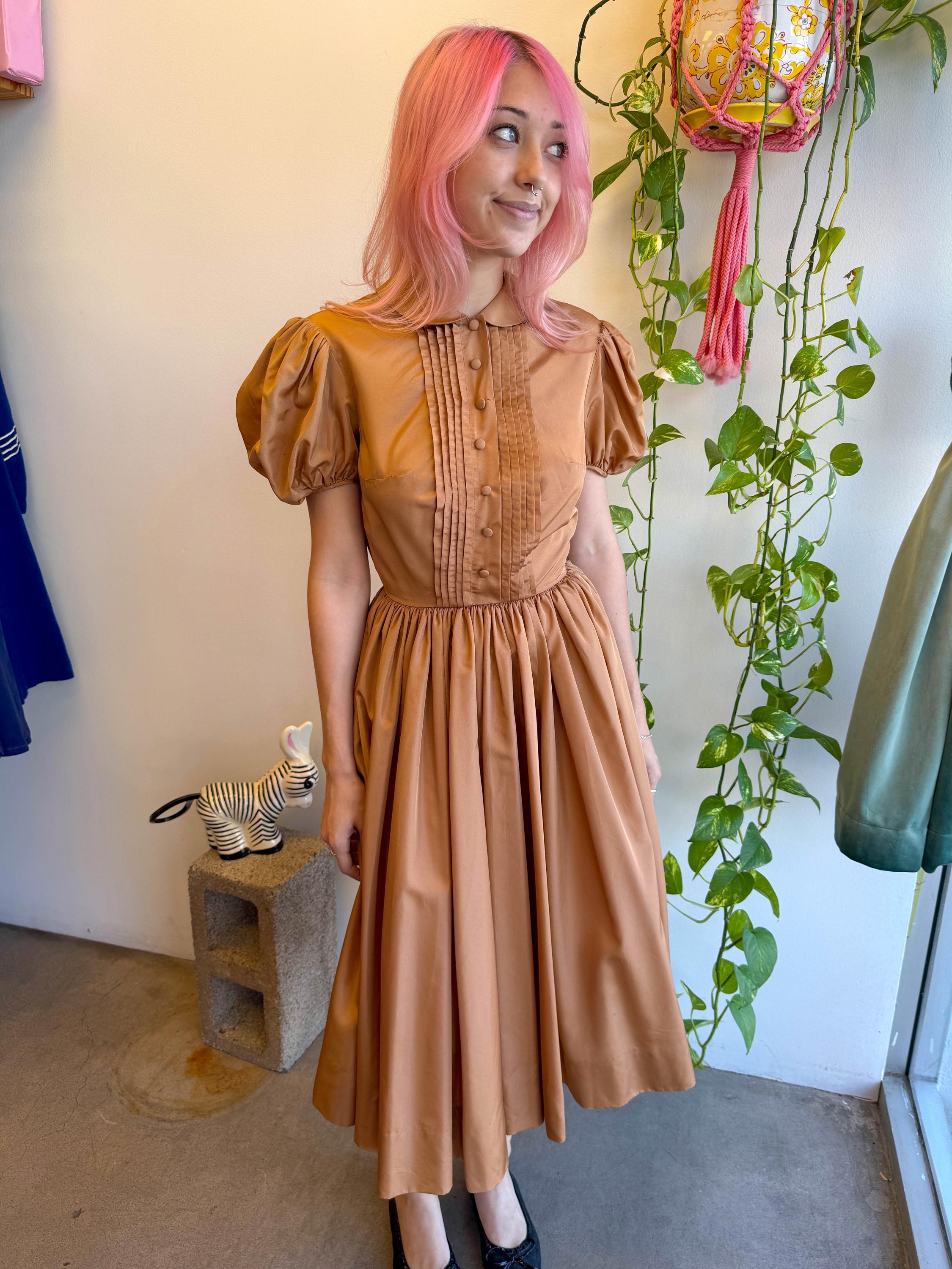 brown taffeta dress Ganni SIZE:2XL Esst David's Bridal Tea Length Grip Tape